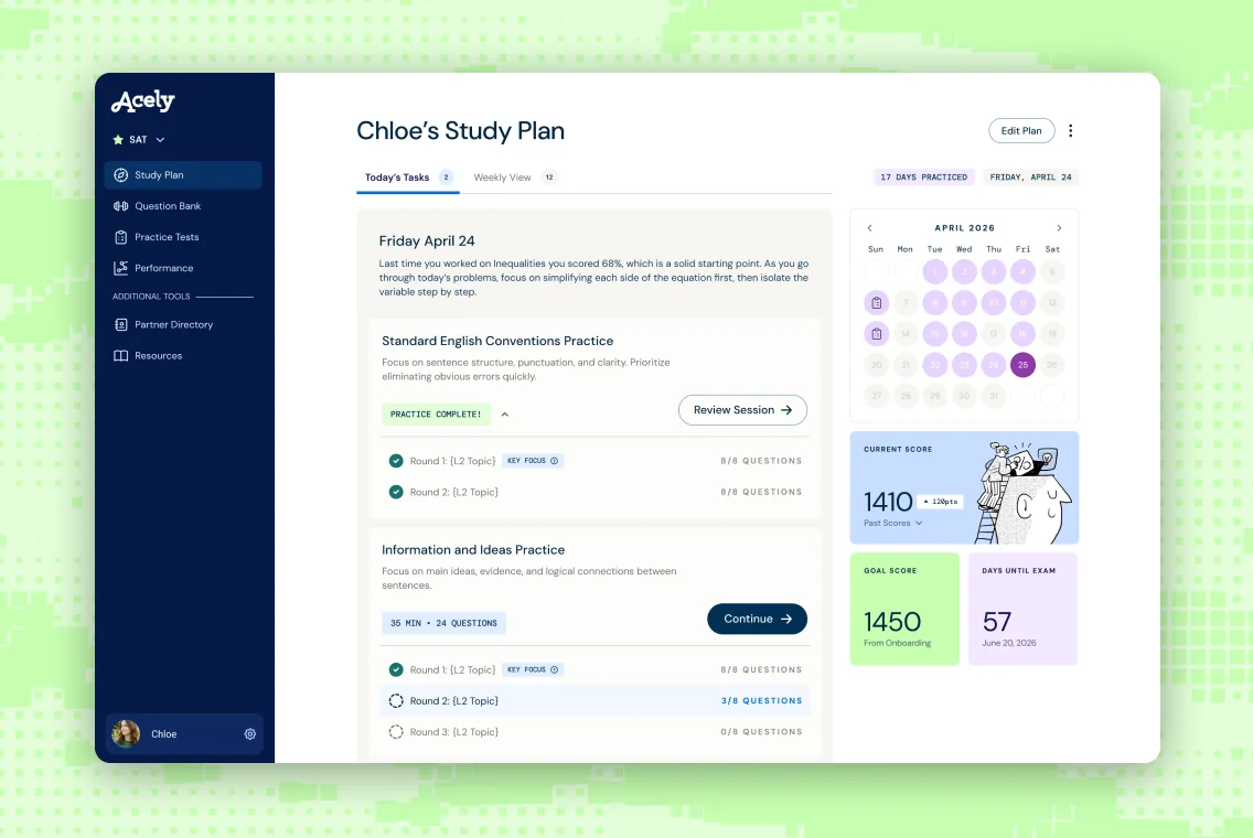 Acely study session preview